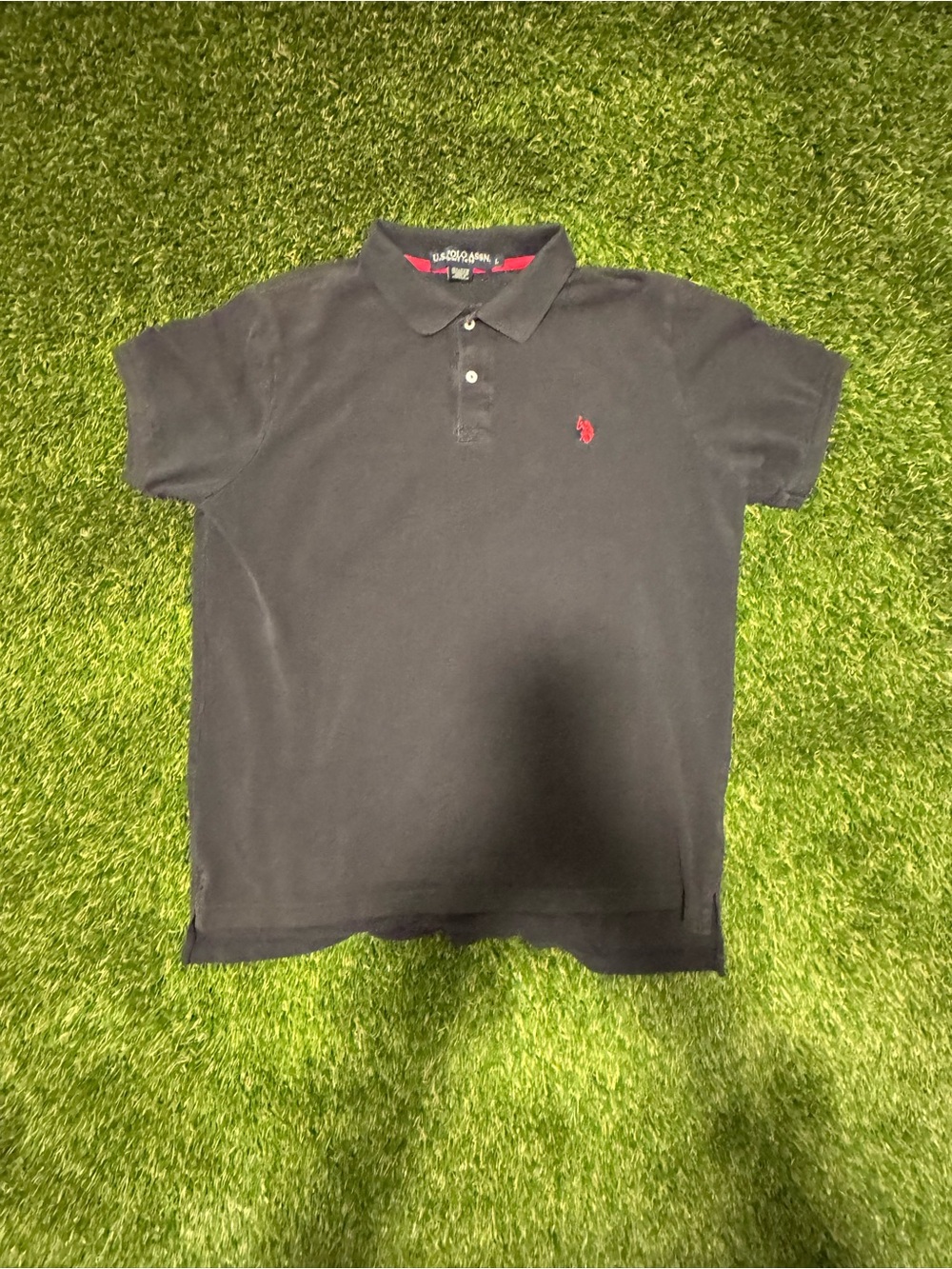 Polo-style men’s Short Sleeve Shirt - Black with Red Logo